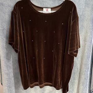 Quacker Factory Chocolate Velvet Tee with Embellishments